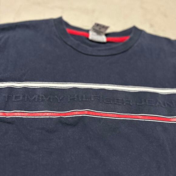 Y2K Embroidered Red and Navy Tommy Hilfiger Long Sleeve - Picture 2 of 4